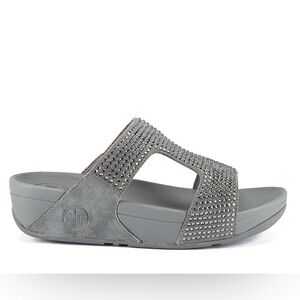 Fitflop Rokkit slide silver nova sandals. NIB size 9